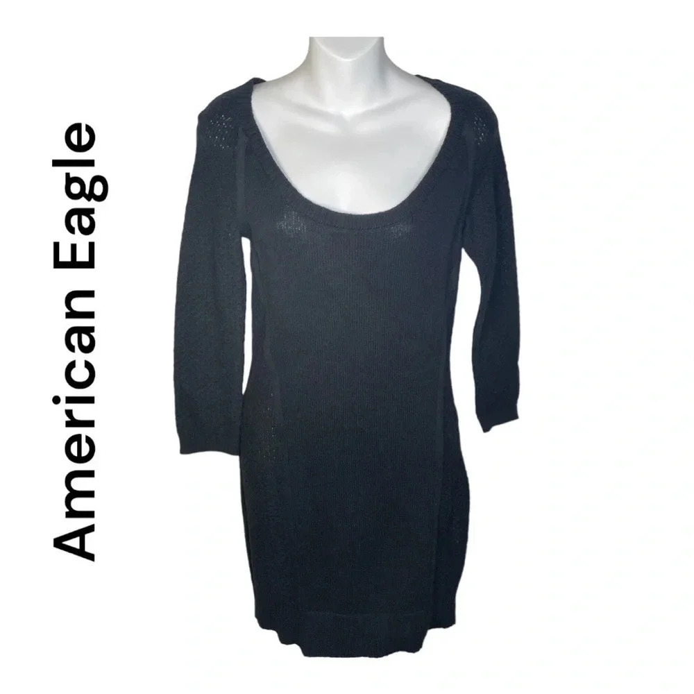 American Eagle‎ 🦅 Black Light Sweater Dress Half Sleeve NWT